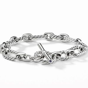 Cushion Link Chain Bracelet in Sterling Silver with Blue Sapphires - 7 Inches